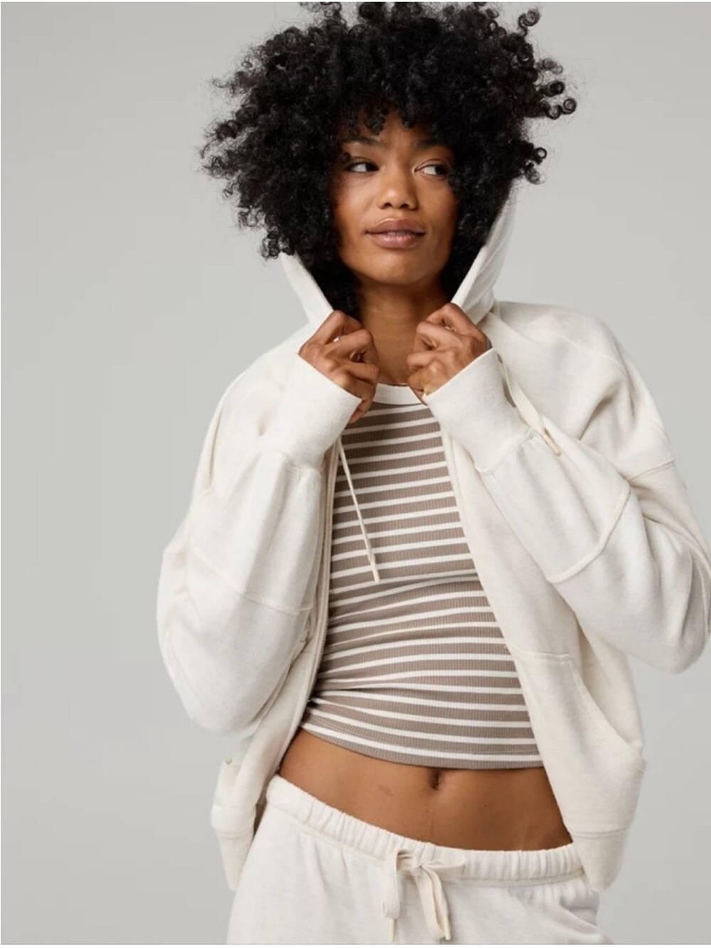 OFFLINE By Aerie Keep It 100 Terry Full Zip Hoodie, Heathered Frost